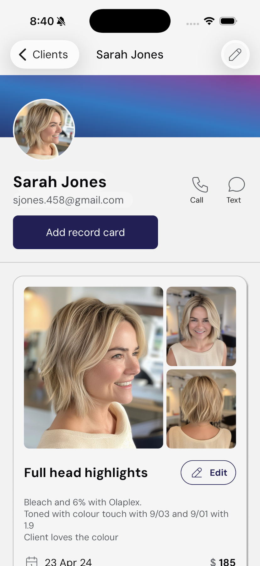 A screenshot of the HairTracker app