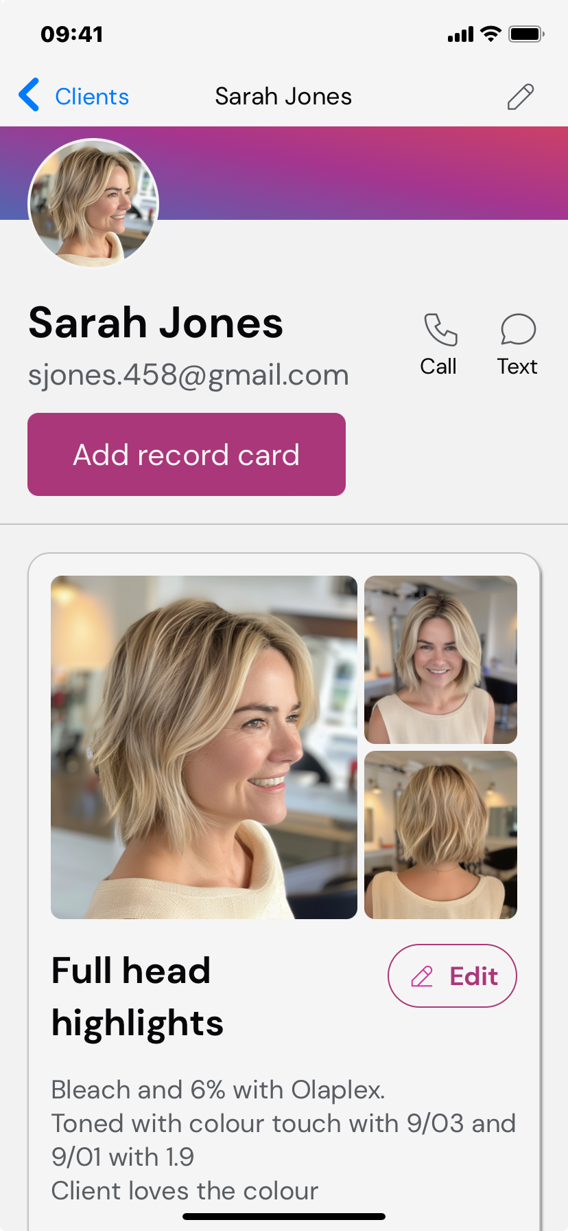 A screenshot of the HairTracker app